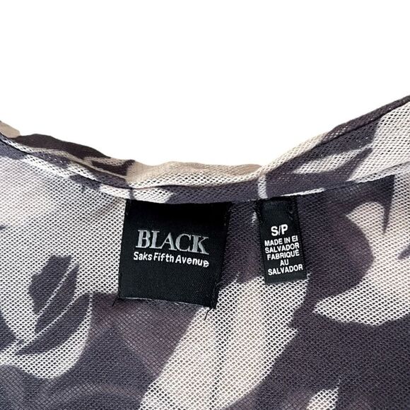 BLACK LABEL SAKS FIFTH AVENUE - Sheer Nylon Floral/Polka Dot Top (S) in Brown - Picture 4 of 6